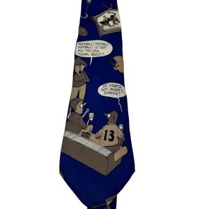 RICHARD L. TORREY ORIGINALS BLUE BROWN FOOTBALL COMIC TIE